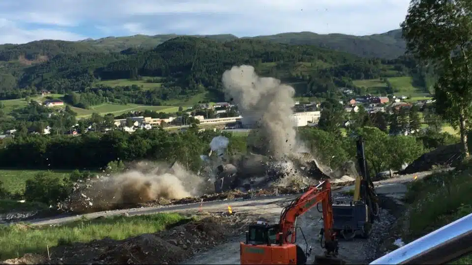 Sprengningsarbeid som pågår